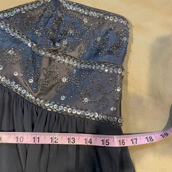 David’s Bridal Studio Gray Strapless Embellished Midi Dress Size 12 - Picture 8 of 11